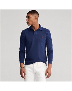 Рубашка-поло облегающая из пике рукав длинный синий Polo ralph lauren