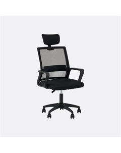 Офисное кресло с сетчатой спинкой и регулируемым подголовником черный Laredoute