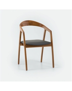 Стул деревянный с чрным сиденьем из экокожи черный Laredoute