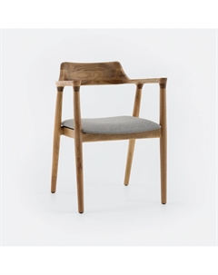 Стул деревянный с обивкой из рогожки серый Laredoute