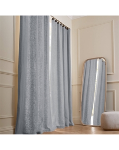 Штора из льна на подкладке с кожаными шлевками Private серый Am.pm.