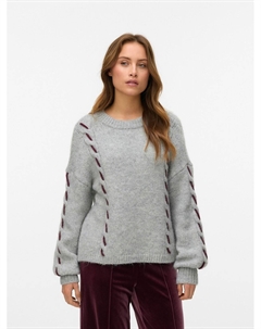 Пуловер с круглым вырезом и длинными рукавами белый Vero moda