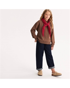 Флисовый свитер с круглым вырезом каштановый La redoute collections