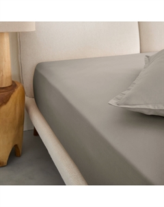 Натяжная простыня из стираного хлопкового сатина Saria зеленый Am.pm.