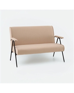 Диван прямой двухместный из рогожки на металлических ножках бежевый Laredoute