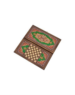 Нарды + Шашки Сирия Зеленые средние (Россия, дерево, 50х25х4 см) Nobrand