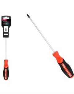 Отвертка крестовая Deli DL3453 PH0x75мм сталь S2, матовый стержень, двухкомпонентная прорезиненная рукоять