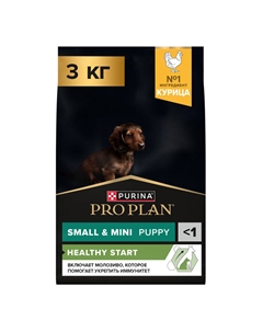 Корм для щенков Opti start для мелких и карликовых пород, с курицей сух. 3кг Purina pro plan