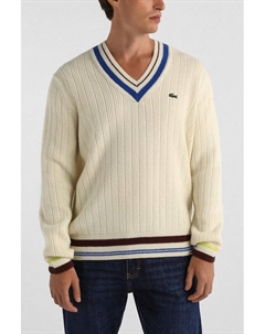 Пуловер шерстяной с контрастной отделкой Lacoste