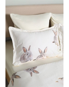 Наволочка с ушками из сатина с принтом Hunny Bunny 21maison