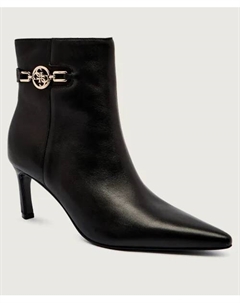 Кожаные ботильоны с каблуком-шпилькой с узором пейсли, черный Guess