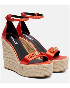 Атласные эспадрильи Medusa '95 на танкетке, Coral- Gold Versace