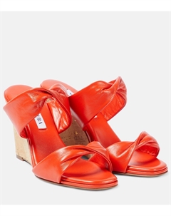 Босоножки на танкетке из кожи Twist, Tangerine Aquazzura