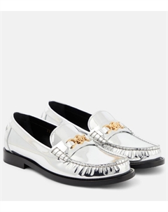 Металлические кожаные мокасины Medusa '95, Silver- Gold Versace