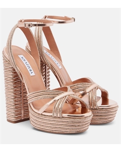 Босоножки на платформе Sundance Sparkle 140, Rose Gold Aquazzura