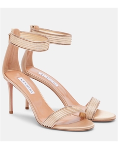 Босоножки из атласа с отделкой Shimmer 85, Warm Pink Aquazzura