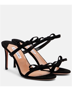 Замшевые мюли Soave 85 с бантом, черный Aquazzura