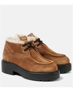 Массивные кожаные туфли с отделкой из овчины, Cannella Miu miu