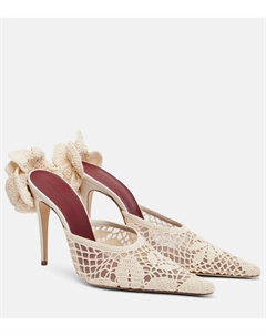 Вязаные крючком и кожаные мюли, кремовый Magda butrym