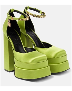 Атласные туфли-лодочки Medusa Aevitas на платформе, Acid Lime - Oro Versace
