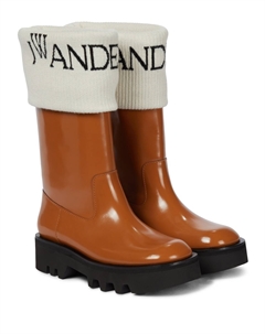 Кожаные ботинки с логотипом и интарсией, Elah + White Jw anderson