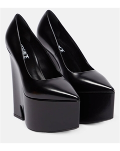 Туфли-лодочки из кожи Tempest на платформе, черный Versace