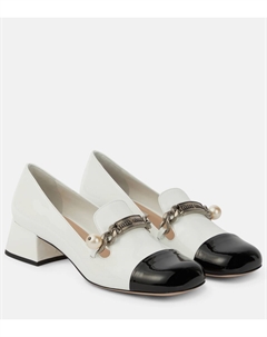 Туфли-лоферы из кожи с декором, Bianco+Nero Miu miu