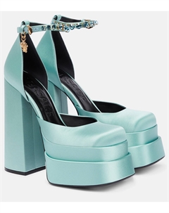 Атласные туфли-лодочки Medusa Aevitas на платформе, синий Versace