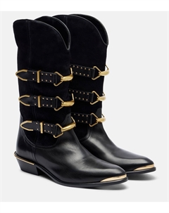 Ковбойские сапоги из замши и кожи Mexia, черный Isabel marant