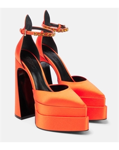 Атласные туфли-лодочки Aevitas Pointy на платформе, Orange-Oro Versace
