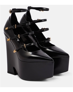 Туфли-лодочки из кожи Tempest на платформе, Black- Gold Versace