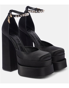 Атласные туфли-лодочки Medusa Aevitas на платформе, Black- Gold Versace