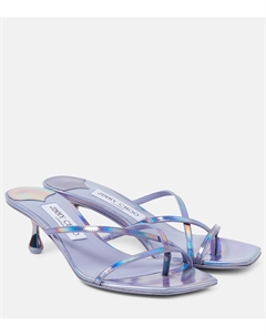 Мюли Etana 50 из металлизированной кожи, Tanzanite Jimmy choo