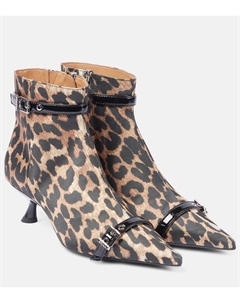 Сапоги из атласа с леопардовым принтом, Leopard Ganni