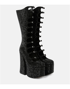 Замшевые сапоги Kiki на платформе с декором до колена, черный Marc jacobs