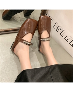 Женские тапочки с закрытым носком на резиновой подошве устойчивые к истиранию коричневые, цвет Brown Bigtree