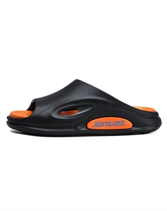 Скользящие тапочки с противоскользящей стежкой, антибактериальные, массажные, унисекс черно-оранжевые, цвет Black Orange Jeanswest