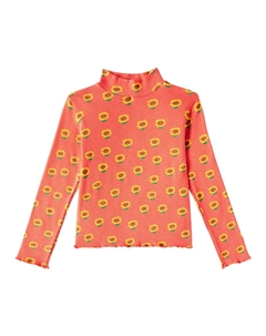 Водолазка из хлопкового смесового трикотажа с принтом подсолнечника, красный Bobo choses