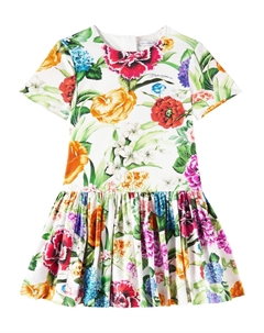 Платье из хлопкового поплина с цветочным принтом, Mix Fiori F.Bco Dolce & gabbana kids