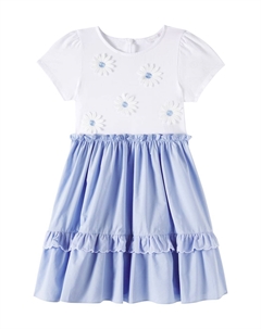 Платье из хлопковой смеси с цветочной аппликацией, Sky Blue Patachou