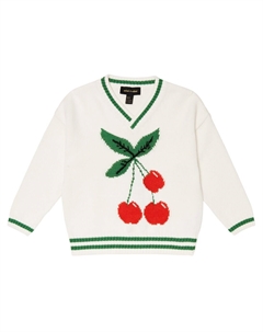 Свитер с V-образным вырезом, белый Mini rodini