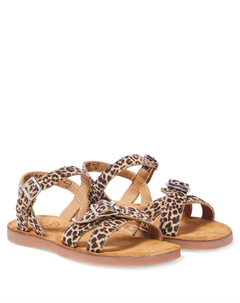 Сандалии кожаные Plage-Air Crossy, Mini Leo Sahara Pom d'api