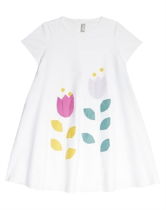 Платье из принтованного хлопка, White Lilac Il gufo