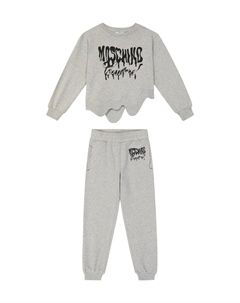 Комплект из хлопкового трикотажа и спортивных штанов, Melange Grey Moschino kids
