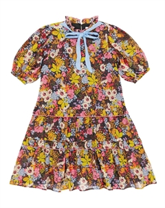 Платье из хлопка и шелка с цветочным принтом, Marchesi Multi Paade mode