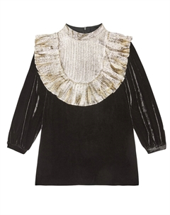 Бархатное платье с воротником-стойкой, черный Stella mccartney kids