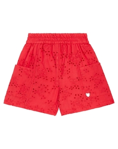Шорты-бермуды из вышитого хлопкового муслина, Rosso Monnalisa