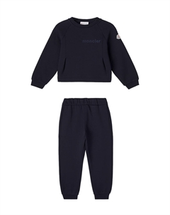 Хлопковый спортивный костюм с логотипом, Blue Navy Moncler enfant