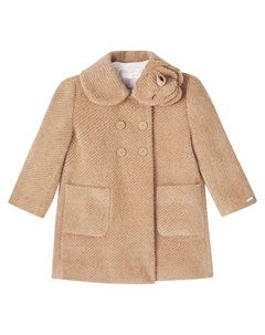 Пальто с цветочной аппликацией, серо-коричневый Monnalisa