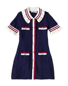 Платье-ажур с оборками, синий Self-portrait kids